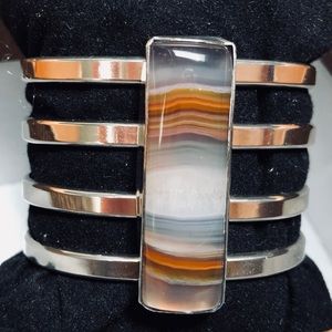 Laguna agate sterling silver cuff